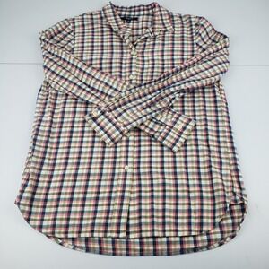 Madewell Blouse Women's Medium Pink Blue Colorful Plaid Button Flannel Shirt